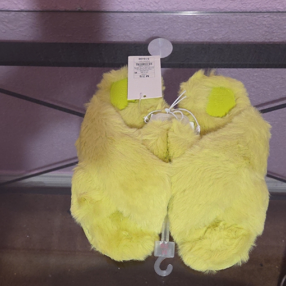 Stars Above Yellow Fuzzy Slippers